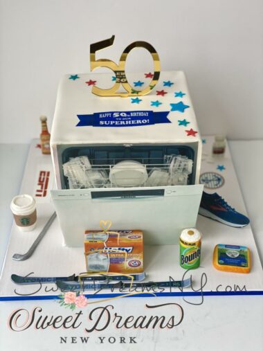 50th Birthday Cake for a men Male Cake Diswasher Cake NYC Long Island Custom Cake amd specialty cakes