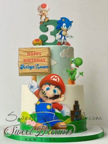 Boys Birthday Cake Long Island NYC Custom Cake bakery Super Marion Cake Sonic the Hedehog Birthday cake
