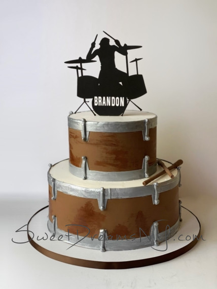 Drum themed Bar Mitzvah Cake Custom Drum Birthday Cake Grooms Cake by Sweet Dreams NY serving NYC and Long Island NY