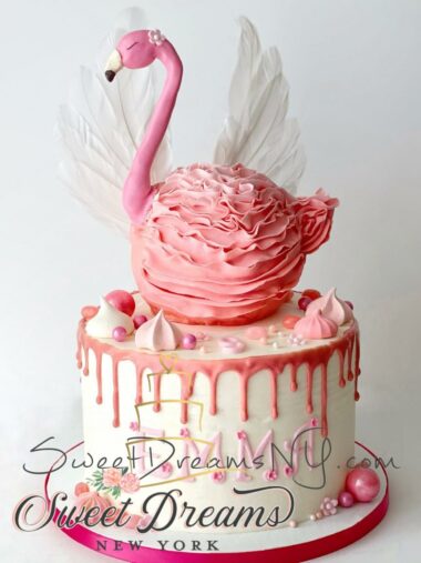 Flamingo Birthday Cake ideas Flamingo tropical cake NYC Long Island Custom Cake amd specialty cakes