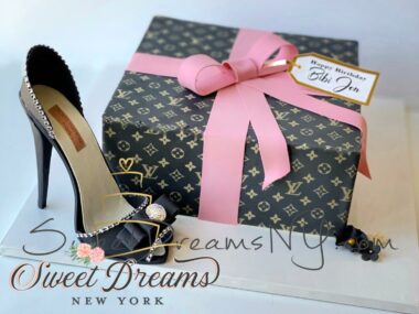 Louis Vuitton Birthday Cake LV bag heel shoe stiletto fashionista Cake 40th Birthday Cake Custom Cakes in Long Island and NYC