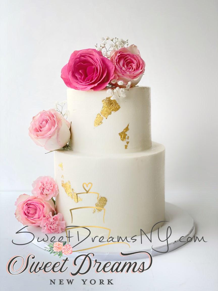 Small Wedding Cake white and gold wedding cake modern birthday cake NYC Long Island Custom Cakes