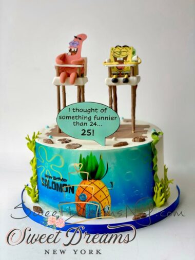 Sponge Bob Birthday Cake Custom Birthday Cake 25th Birthday cake ideas Spacilaty Cake NYC Long Island Custom Cake Nassau County
