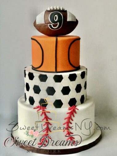 Sports Themed Birthday Cake Basketball Baseball Soccer Football Custom Cake Sports themed Cake Ideas Custom Cake Long Island NYC