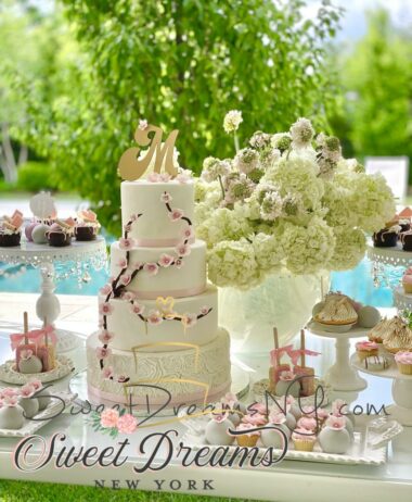Wedding Cake Long Island NYC Custom Wedding Cakes Cherry Blossom Wedding Cake NYC Wedding Cake designer Lori Baker Sweet Dreams NY
