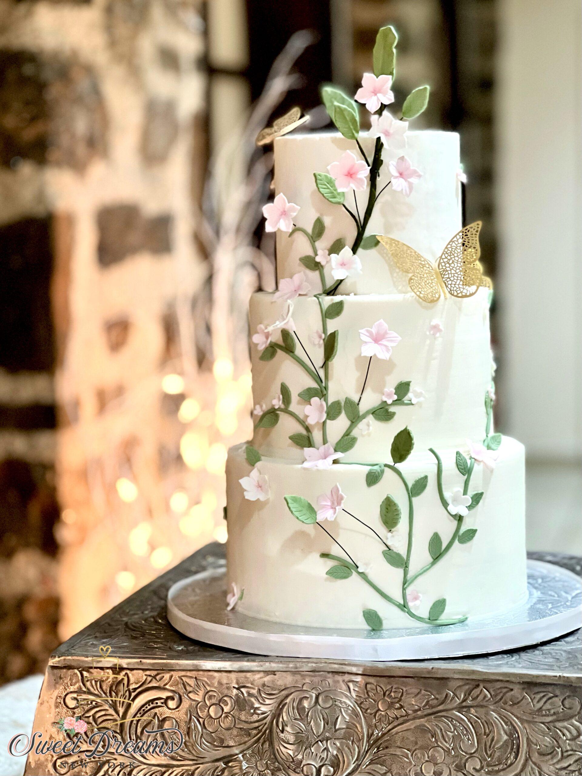 Floral Wedding Cake Long Island bakery custom cakes Sweet Dreams NY