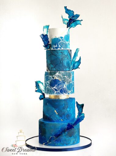 Wedding Cake Long Island NYC Blue and Gold Wedding Cake ideas Modern custom wedding cakes
