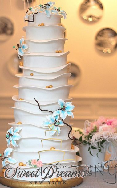 White-Gold-Wedding-Elegant-Cake-NYC Long Island by Sweet Dreams NY