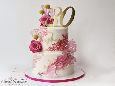 30th Birthday Cake NYC Long Island Bridal Shower Cake 40th Birthday Cake Elegant Buttercream Cake Rice Paper Sails with flowers Dreams NY