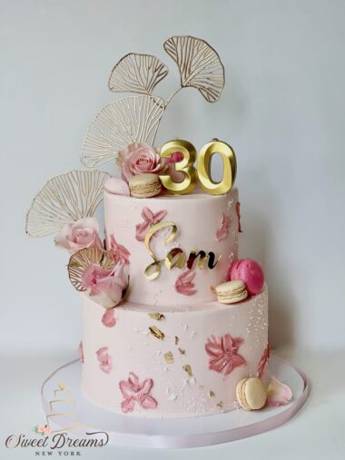 30th Birthday Custom Cake NYC Pink Bridal Shower Baby Shower Pink and gold Cake Long Island Sweet Dreams NY