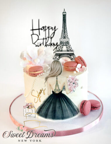 eiffel tower paris themed birthday cake fashionista Birthday Cake Ideas Woman pink and Black elegant Paris Birthday Cake Bridal Shower nyc long island
