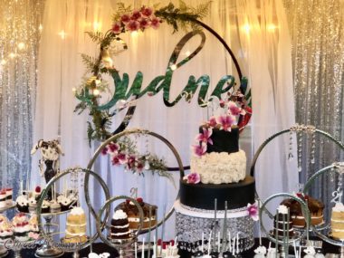 21st Birthday Dessert Table silver and black dessert table Sweet Dreams NY Long Island