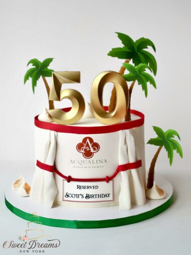 50th Birthday Cake resort cake custom birthfay cakes long Island NYC Acqualina resort cake