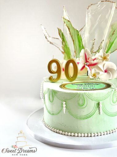 90th Birthday Cake Mint Custom Cake for a woman NYC Long Island