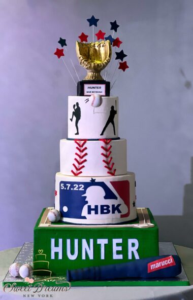 Baseball Bar Mitzvah Cake NYC Long Island Custom Cakes and Desserts Baseball Birthday Party Ideas