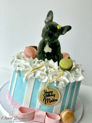 Birthday Cake bulldog custom cake birthday cake for mom mothers day cake macaron cake Long Island NYC