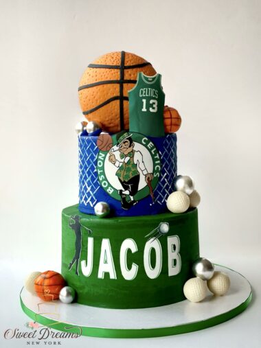 Boston Celtics Basketball Bar Mitzvah Cake Golf Bar Mitzvah theme ideas NYC Long Island