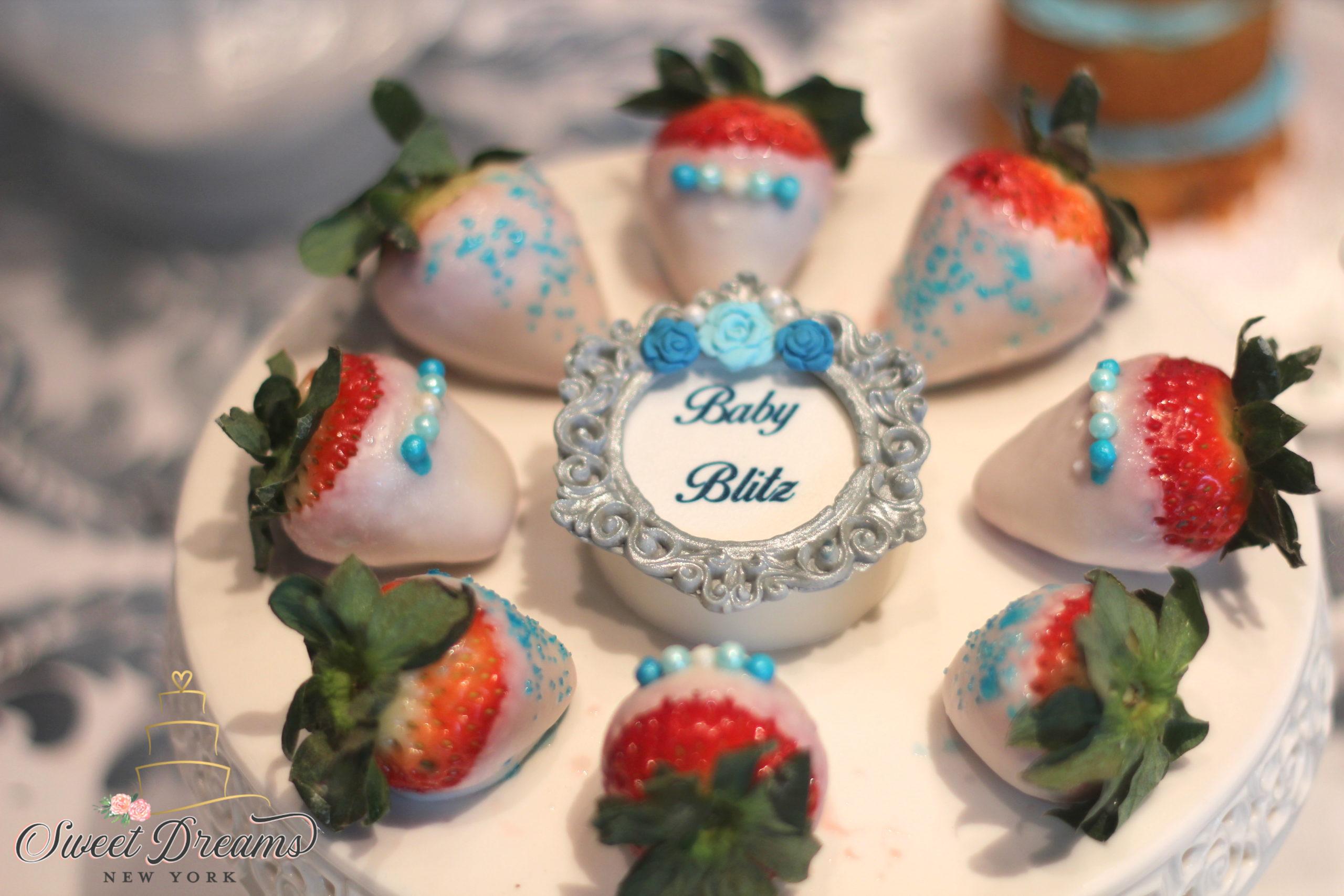 Tea party baby shower chocolate covered strawberry baby shower Long Island NYC Sweet Dreams NY