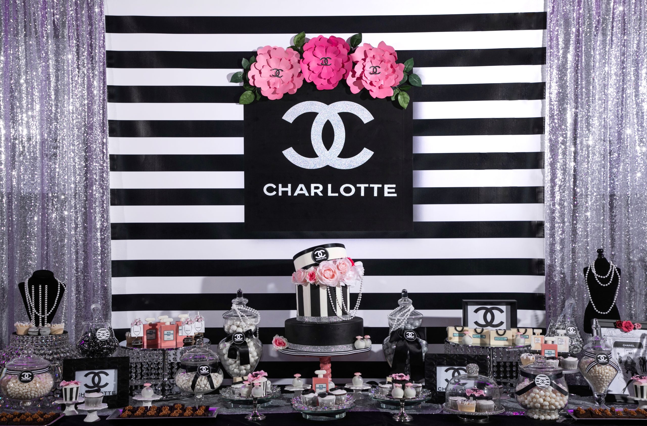 Chanel Inspired Custom Backdrop - The Brat Shack Party Store