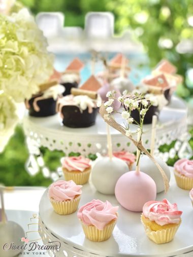 Cherry blossom Desserts pink cake pops Sweet 16 wedding bridal shower Baby Shower dessert table Long Island NYC