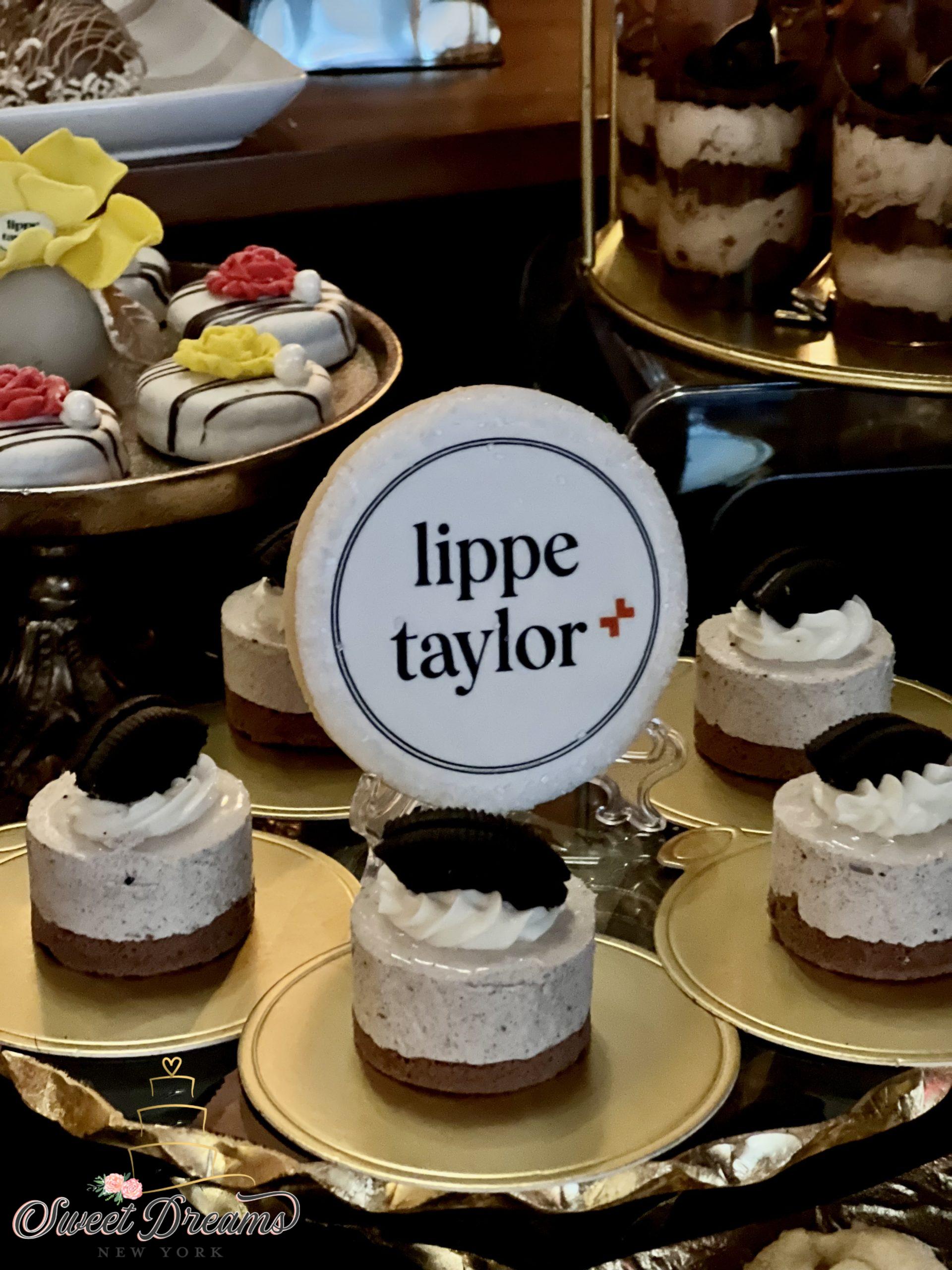 Corporate custom cookies and desserts custom Dessert Table NYC Lippe Taylor Long Island