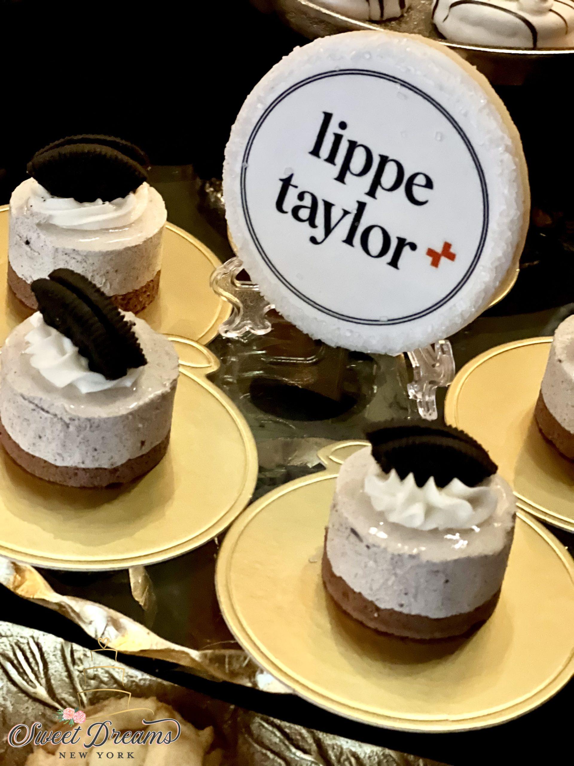 Custom Sugar Cookies edible logo Lippe Taylor event catering NYC Long Island by Sweet Dreams NY