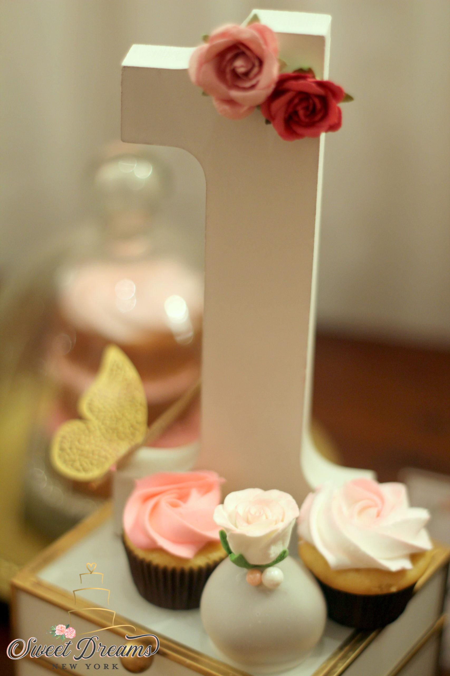 First Birthday Roses Dessert Table