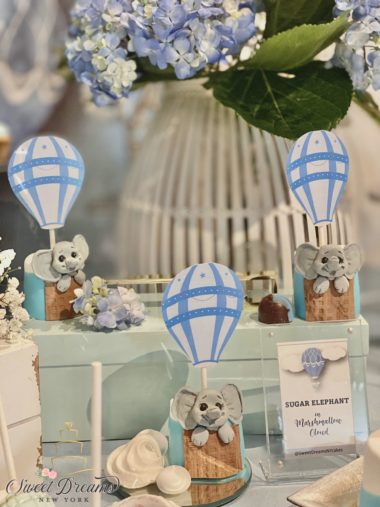Hot Air Balloon baby elephant Baby Shower First Birthday dessert table NYC Long Island