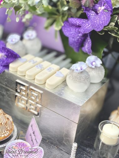 Lavender and siver cakesicles dessert table wedding bridal shower decor custom cakes Long Island NY