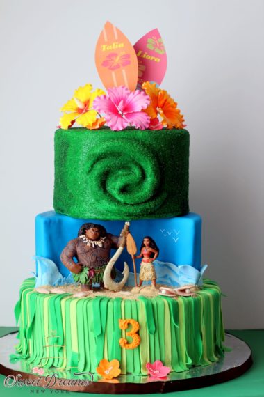 Moana Themed birthday cake tropical 3rd birthday cake ideas NYC Long Island Custom cakes and desserts cake designer