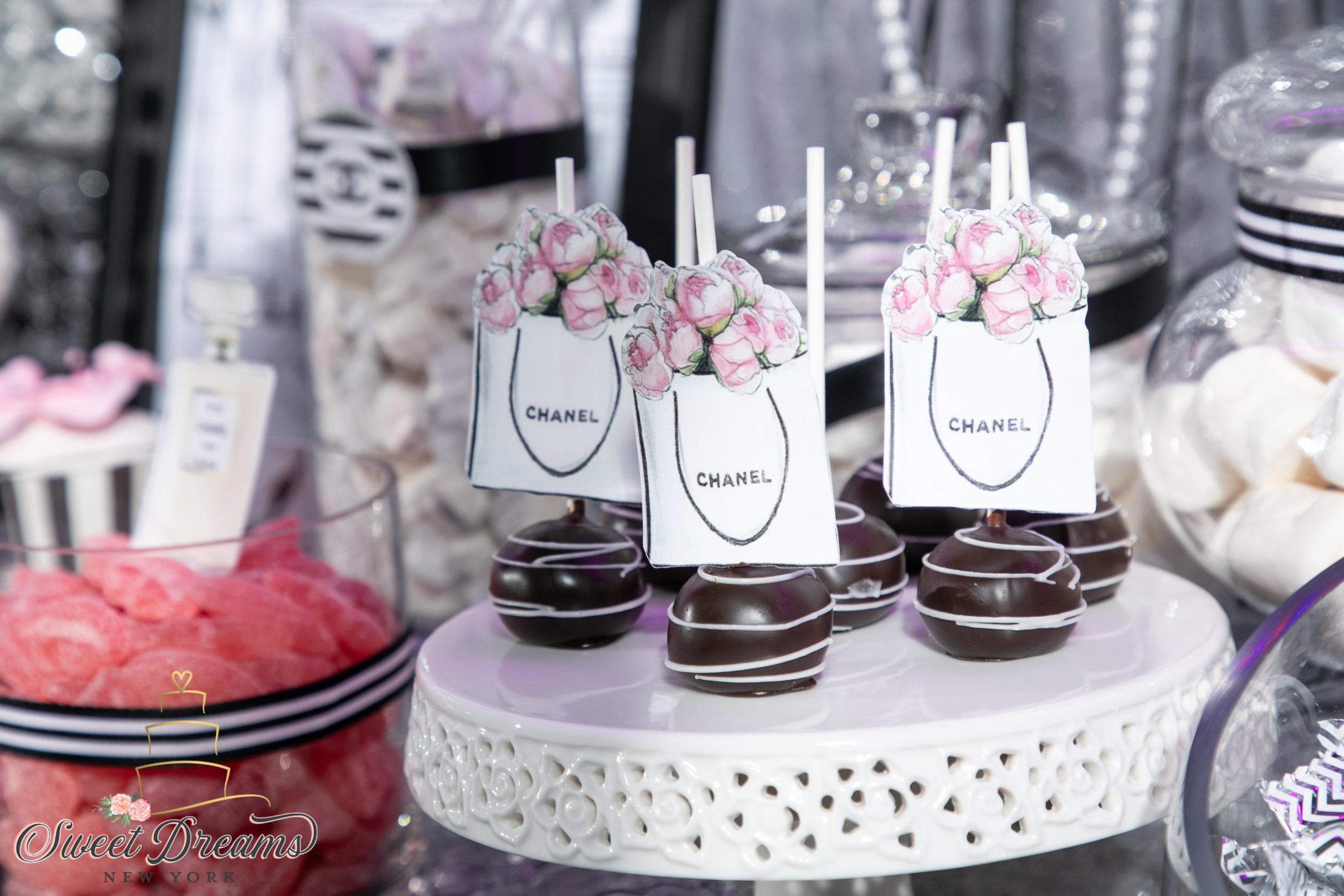 NYC Dessert Table Chanel Bridal Shower Cake Pops Sweet Table ideas Long Island NY