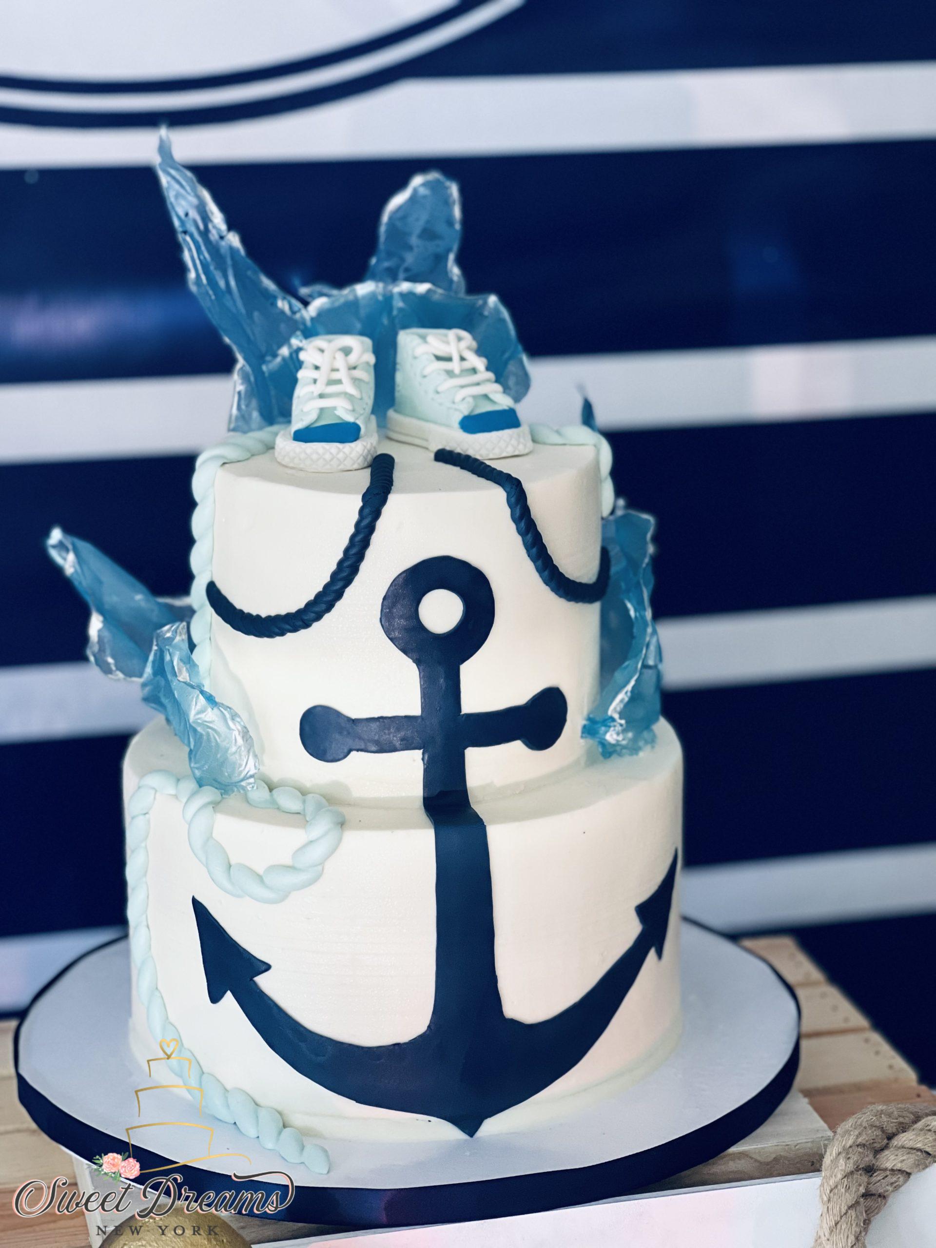 Nautical Baby Shower Cake First Birthday Cake for a boy NYC Long Island Custom cakes and desserts