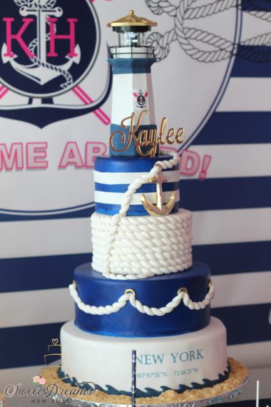 Nautical wedding Cake custom cake NYC Long Island Dessert Tables