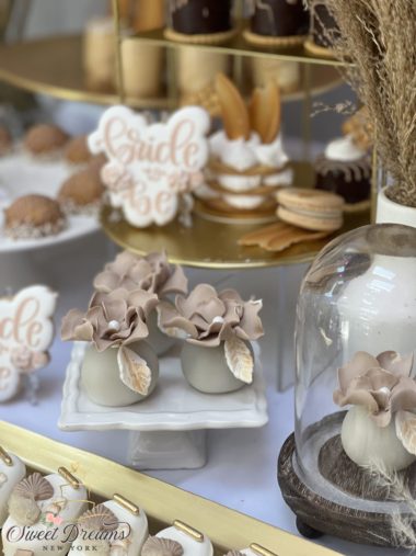 Nude neutral and gold bridal shower dessert ideas dessert table decor pampas NYC Long Island