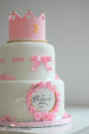 Pink Princess Birthday Cake for a girl 3rd birthday cake NYC Long Island Custom cakes and desserts