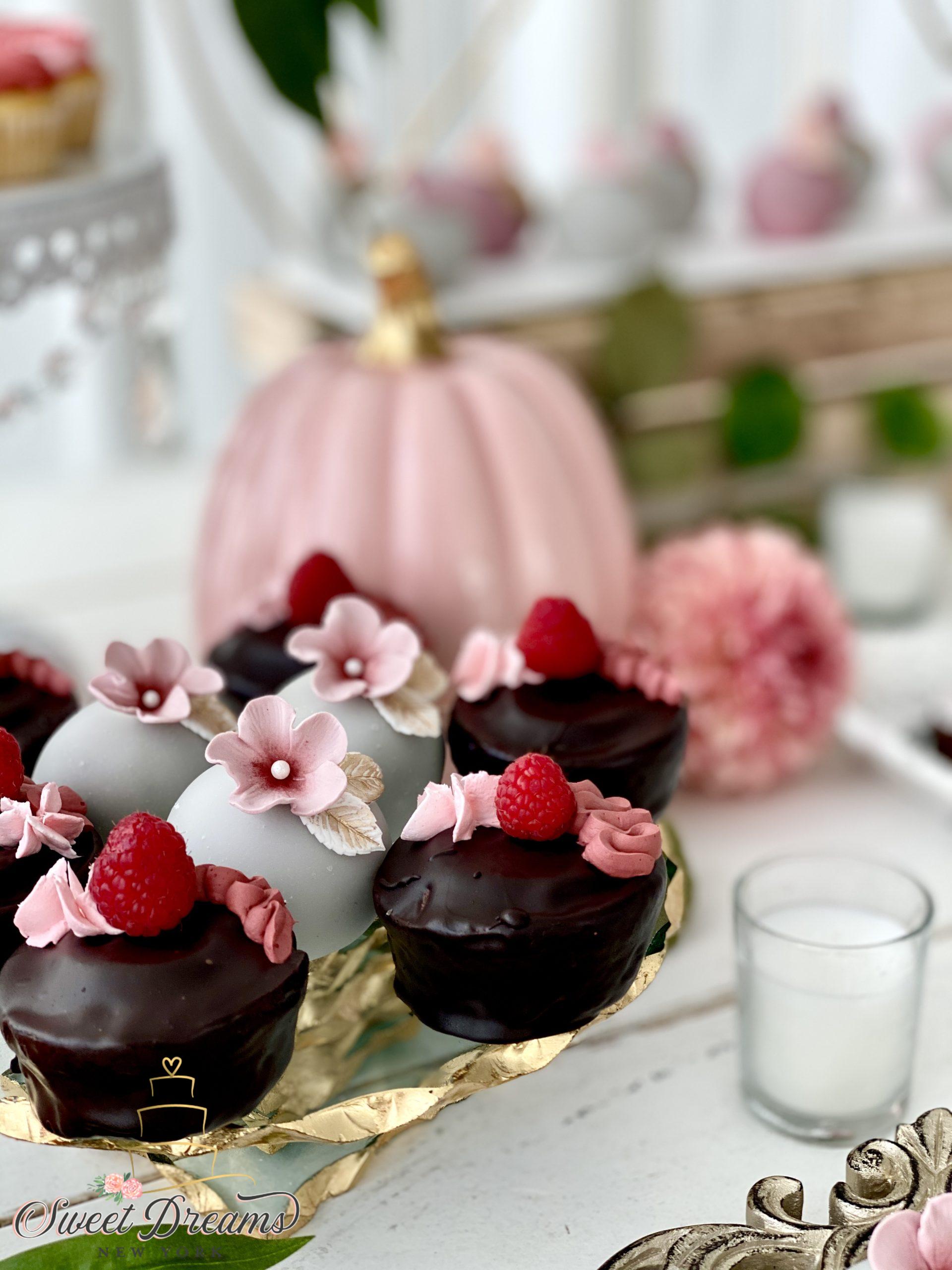 Pink fall themed wedding dessert table Long Island NYC