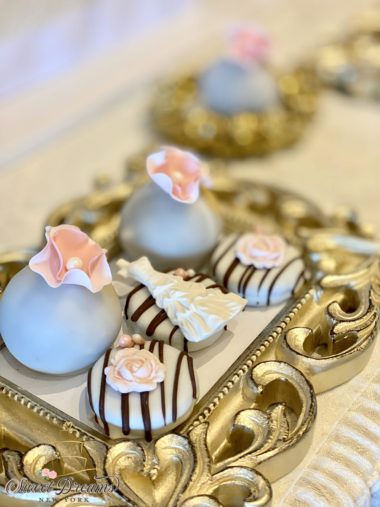 Pink white and gold dessert table bridal shower wedding custom treats Long Island NY