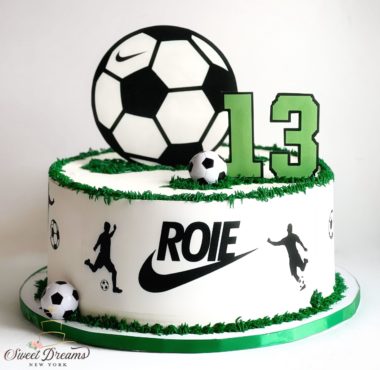 Soccer Cake Bar Mitzvah Birthday Nike Cake Long Island Specialty Cakes Cake artist and designer Lori Baker of Sweet Dreams NY