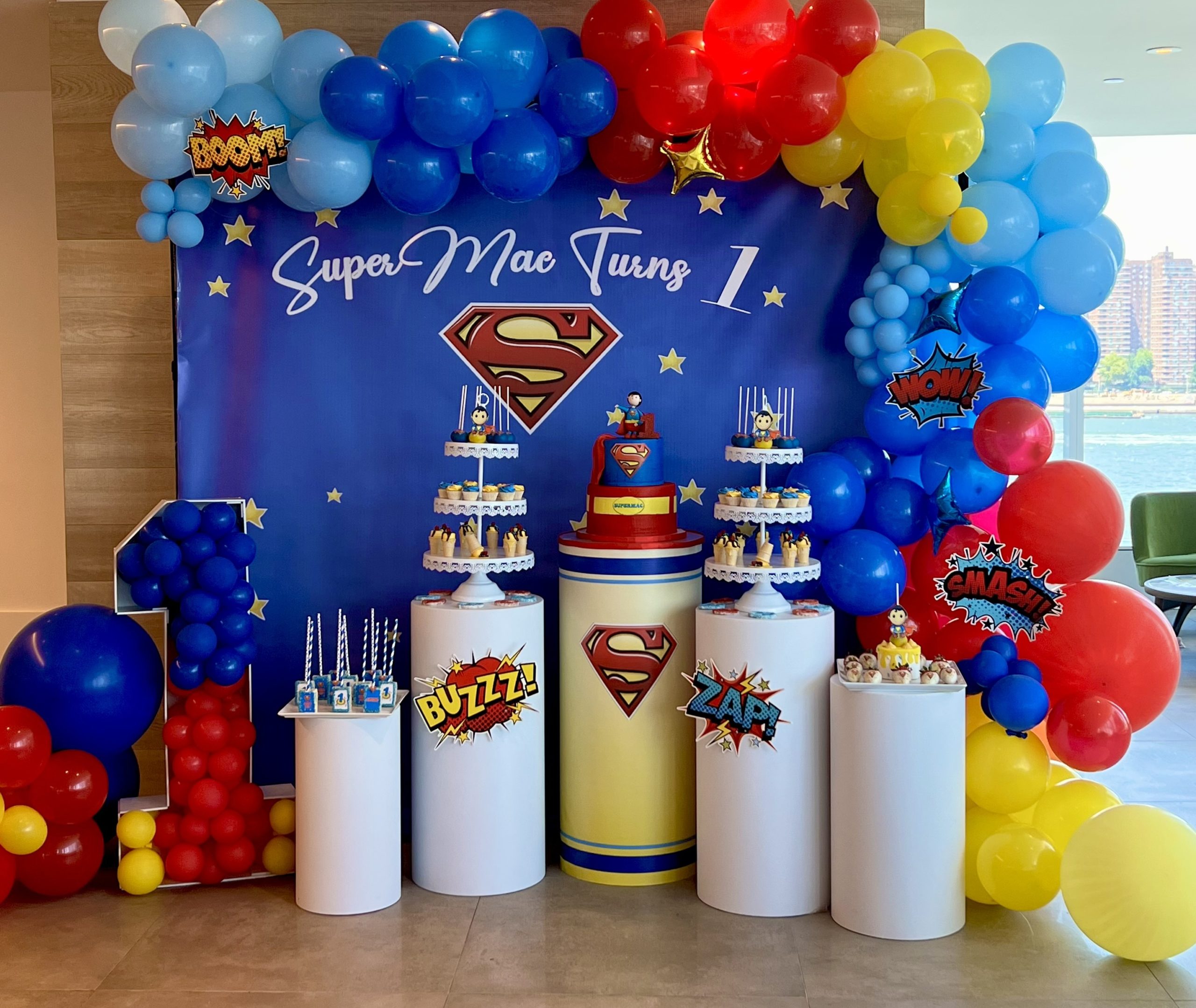 Superman Dessert Table first borthday party ideas Long Island NYC Dessert Table party decor