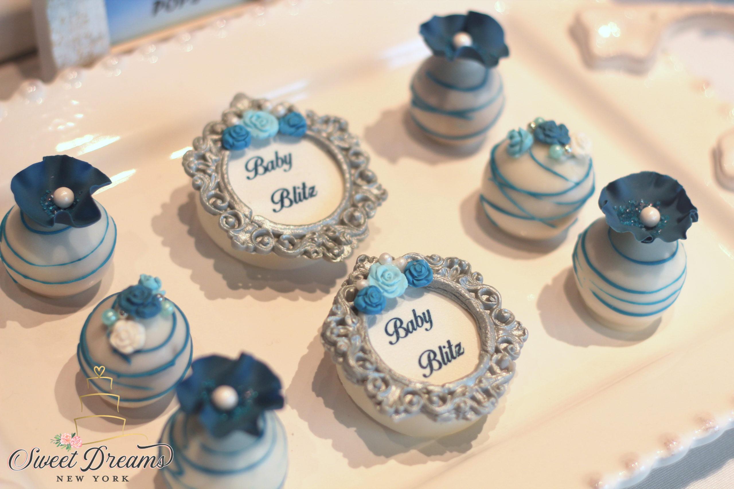 Tea party custom cookies for baby shower bridal shower desserts baby boy Long Island NYC Sweet Dreams NY