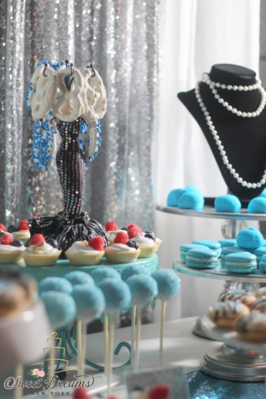 Tiffany & Co bat mitzvah bridal Baby shower dessert table ideas turquoise black silver cake pops Cupcakes by SweetDreams NY Long Islan