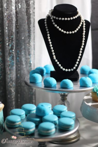 Tiffany & Co bat mitzvah bridal Baby shower dessert table ideas turquoise black silver cake pops Cupcakes by SweetDreams NY Long Island NYC