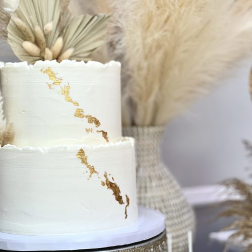 Wedding Cake Long Island NYC Elegant white and gold with pampas nude colors by Sweet Dreams NY