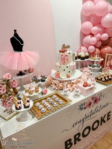 Pink Ballerina First Birthday Dessert Table Long Island NYC