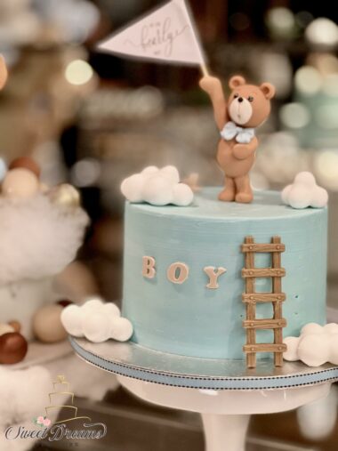 Bear Baby Shower custom baby shower Cake NYC Long Island We Can Bearly wait bear cake