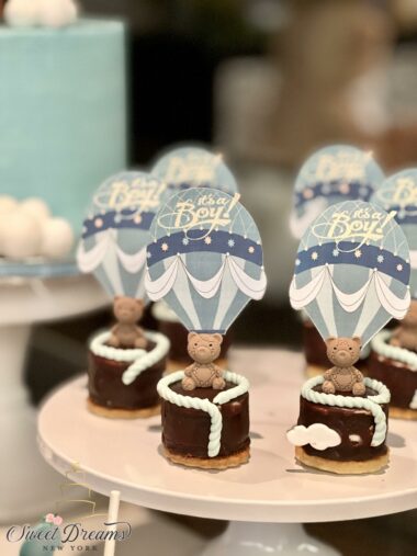 We Can Bearly Wait teddy bear Baby Shower its a boy Dessert Table NYC Long Island