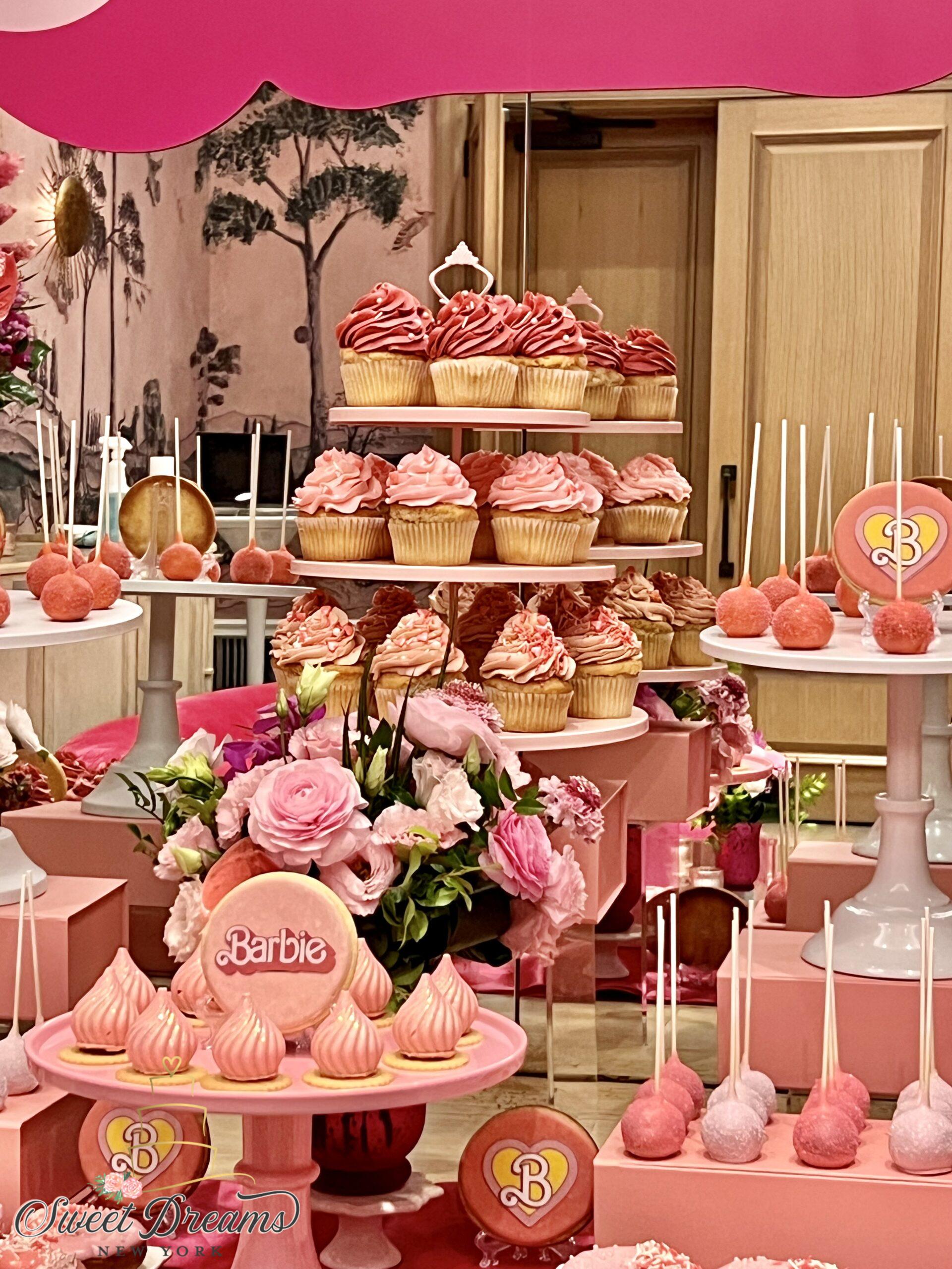 Barbie The Movie Dessert Table NYC Official Premiere Pink birthday Bridal Shower pink Desserts