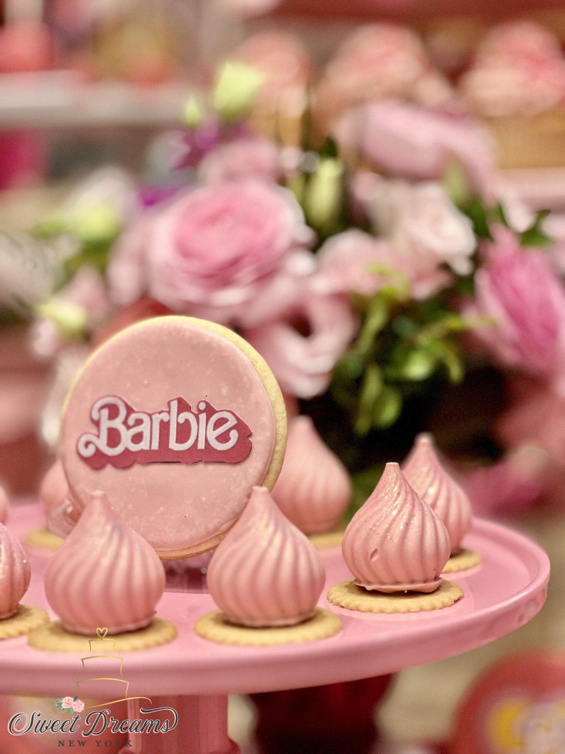 Barbie The Movie Dessert Table NYC Premiere Pink Cupcakes Barbie birthday party Bridal Shower pink Desserts