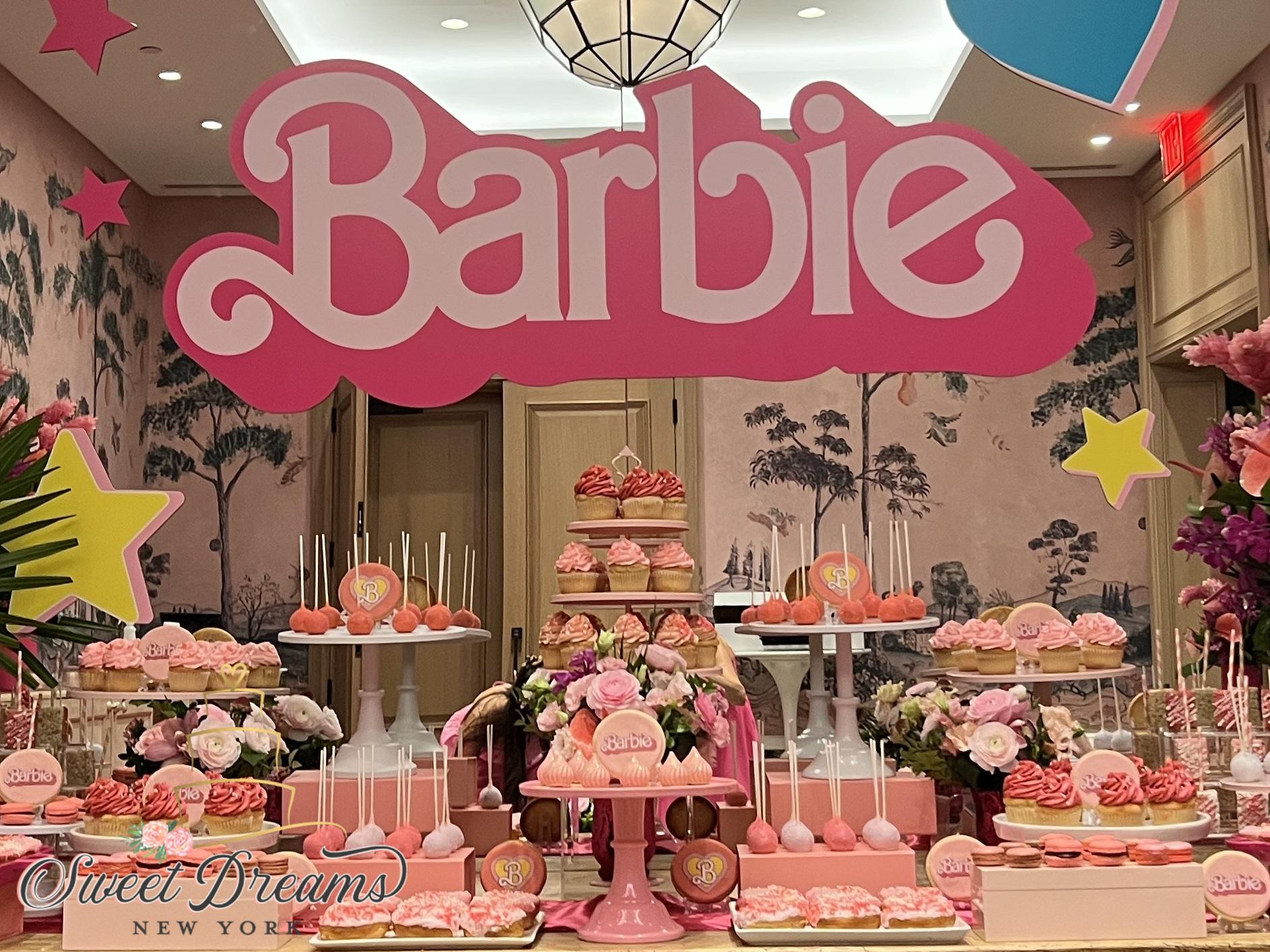 NYC Dessert Table Barbie NYC Long Island dessert table Barbie birthday Pink Bridal Shower pink Dessert table