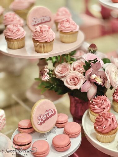 Pink Bridal Shower NYC Long Island Dessert Yable dairy free cake barbie desserets pink Desserts